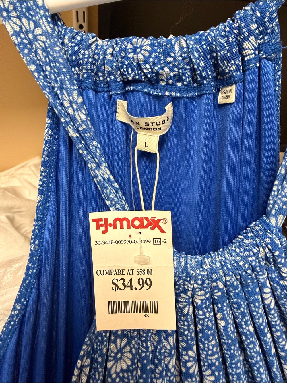 Blue Floral Sleeveless dress- Blue